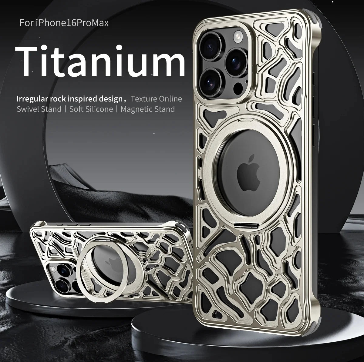 Magnetic Metal Anti-Fall Phone Case For iPhone 15 16 17 Pro Max 360 Degree Rotation Aluminum Alloy Shockproof Cover