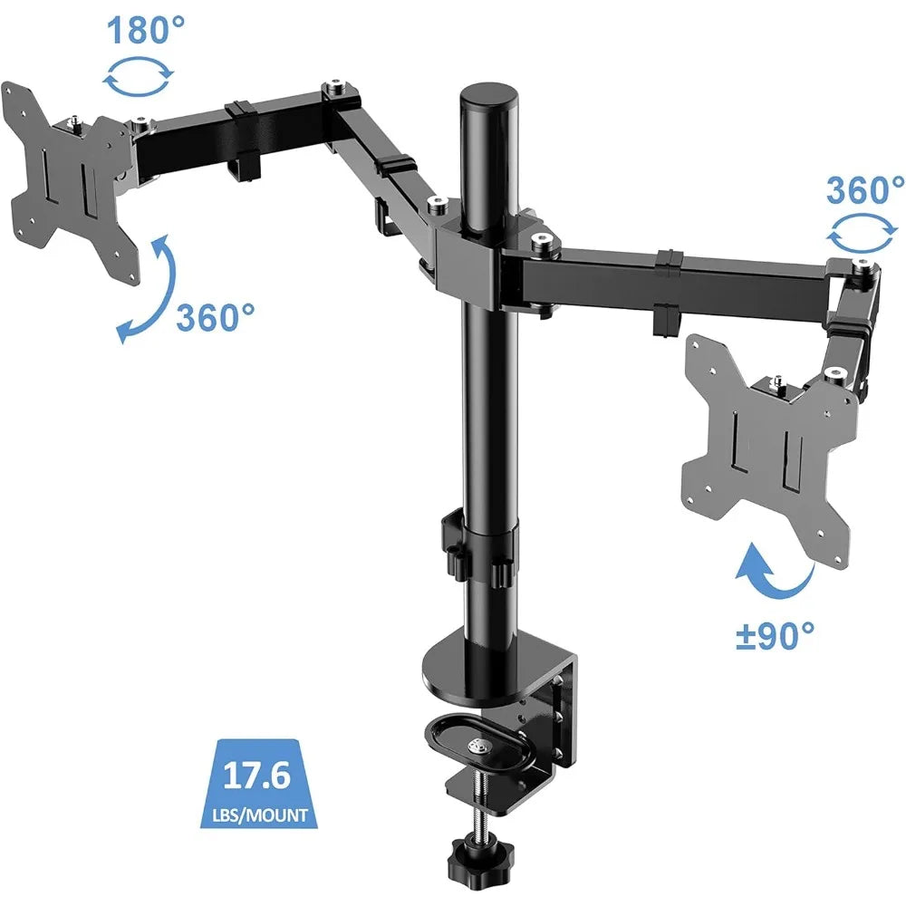 Height Adjustable Standing Desk Converter with AC USB Charger and Double Monitor Mount Arm - Ergonomic Sit Stand Triple Screen S