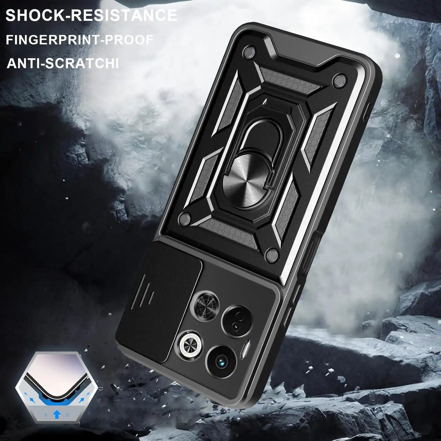 Case for Tecno Spark 30 5G Slide Camera Protect Stand Phone Shell Funda for Spark 30 Pro 30C 4G 20C Cover