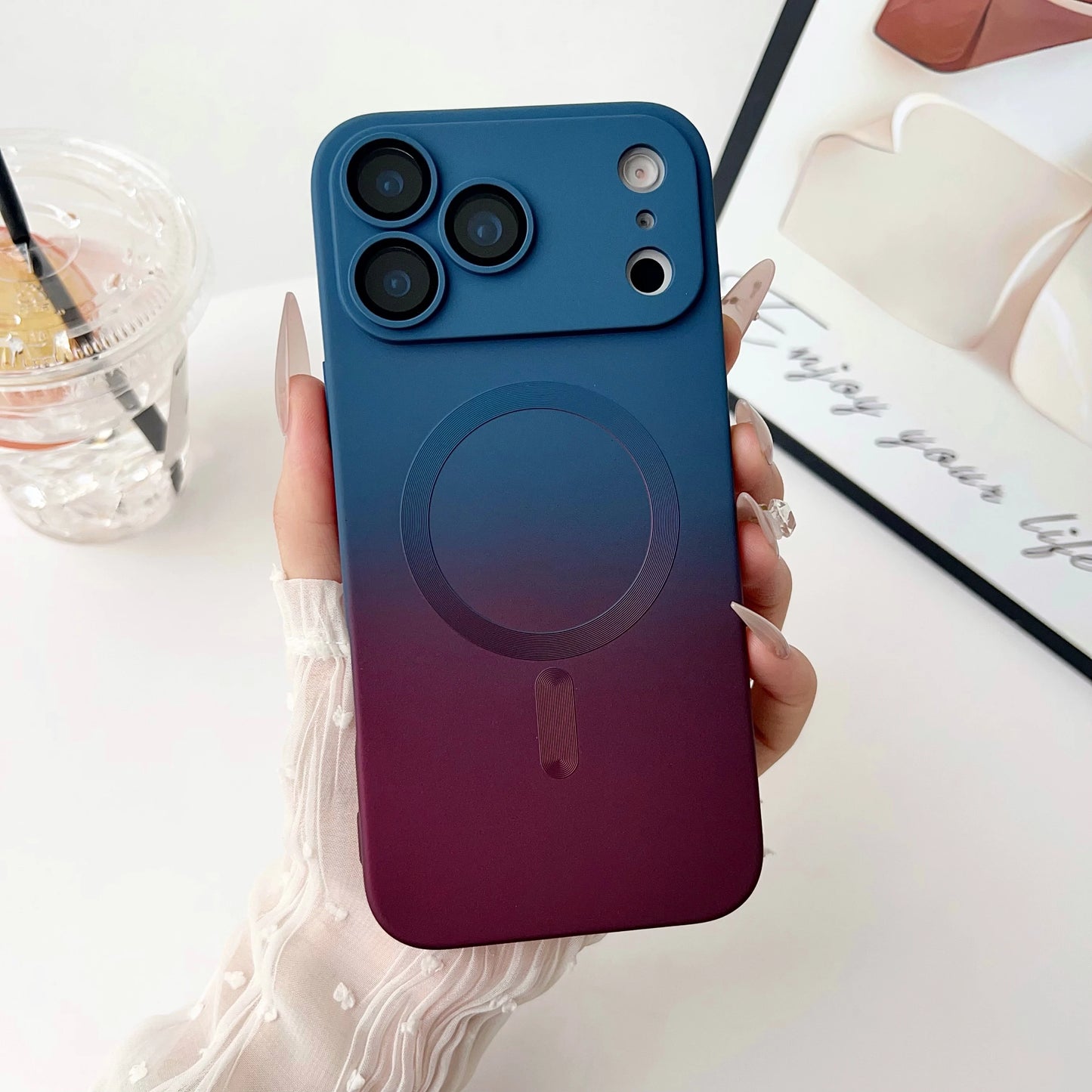 Gradient Matte TPU Magnetic For Magsafe Case For iPhone 17 Air 17 Pro Max 17 Pro 17 Shockproof Glass Lens Cover