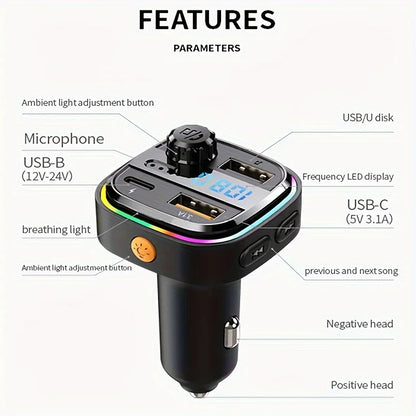 Fast Charging BT Car MP3 Player - Stream Music and Charge Your Devices on The Go Car Usb Charger  Battery Charger 12v