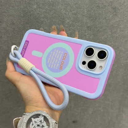 Luxury With Lanyard For Magsafe Matte Silicone Phone Case For IPhone 14 15 16 Pro Max Magnetic Wireless Charge Bumper Back Cover