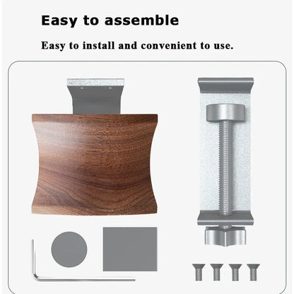 Solid Wood Headphones Stand Walnut/Beech+Aluminum Alloy Desk Side Gaming Headset Clip Adjustable Horizontal Vertical Installatio