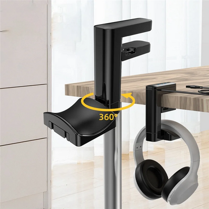 Headphone Bracket Swivel Mounted Pcheadset Display Stand Holder With USB Ports Hub Under Desk Earphones Hanger Hook