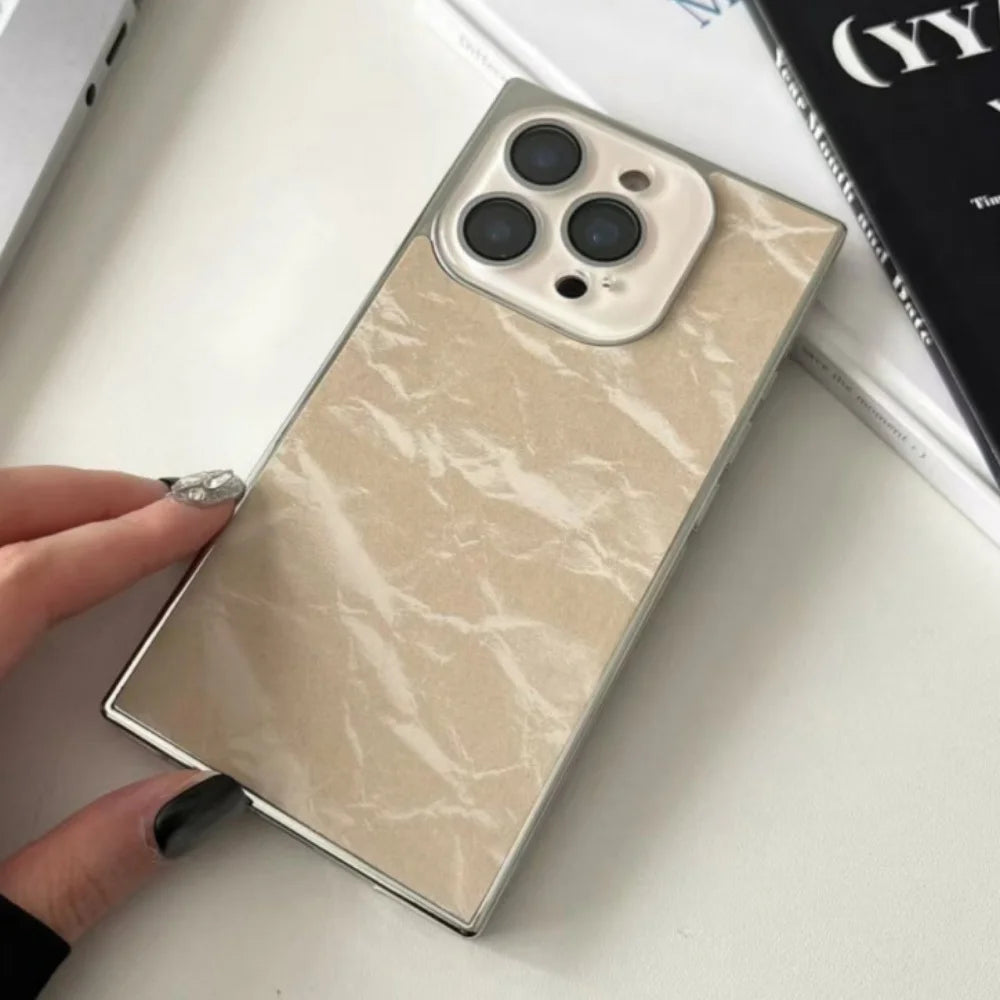 Aurora Snow Mountain Pattern Case for iPhone 16 15 14 13 Pro Max 16Pro Luxury Shiny Plating Camera Lens Glass Shockproof Cover