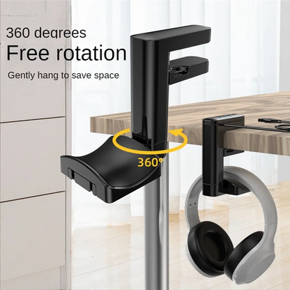 Headphone Bracket Swivel Mounted Pcheadset Display Stand Holder With USB Ports Hub Under Desk Earphones Hanger Hook
