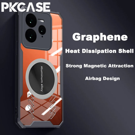PKCASE Heat Dissipation Phone Case For OPPO Realme 12 11 Pro Plus GT 7 6 6T 5 Pro Neo 7 Turbo 6 SE 5 Magnetic Transparent Cover
