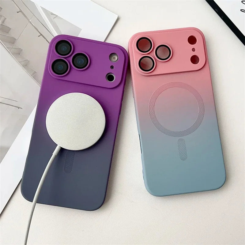 Gradient Matte TPU Magnetic For Magsafe Case For iPhone 17 Air 17 Pro Max 17 Pro 17 Shockproof Glass Lens Cover
