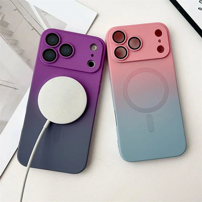 Gradient Matte TPU Magnetic For Magsafe Case For iPhone 17 Air 17 Pro Max 17 Pro 17 Shockproof Glass Lens Cover