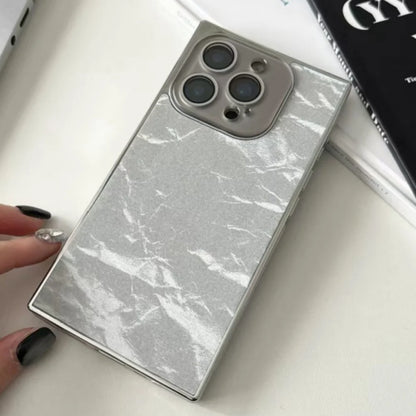 Aurora Snow Mountain Pattern Case for iPhone 16 15 14 13 Pro Max 16Pro Luxury Shiny Plating Camera Lens Glass Shockproof Cover