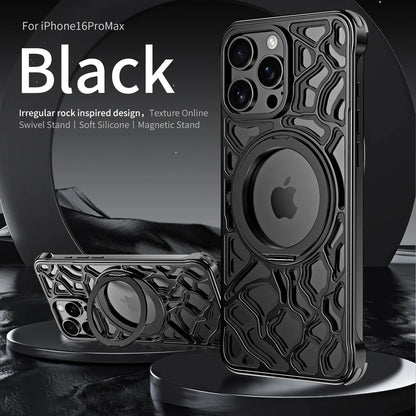 Magnetic Metal Anti-Fall Phone Case For iPhone 15 16 17 Pro Max 360 Degree Rotation Aluminum Alloy Shockproof Cover