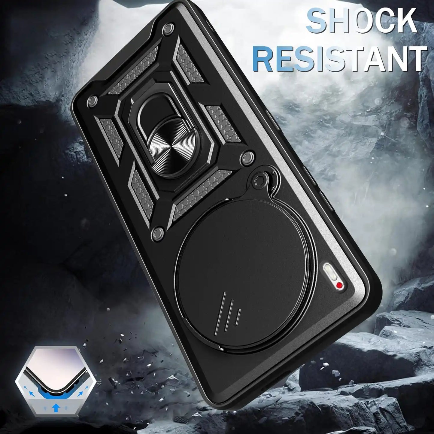 Case for Tecno Camon 40 Premier Slide Camera Protect Stand Phone Shell Funda for Camon 40 Pro 4G 30S Pro Cover