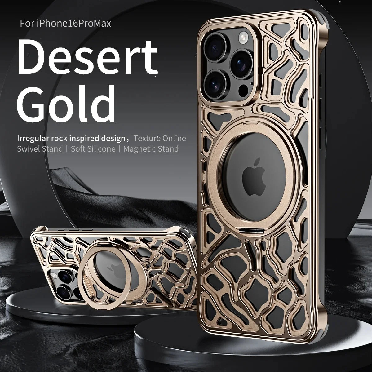 Magnetic Metal Anti-Fall Phone Case For iPhone 15 16 17 Pro Max 360 Degree Rotation Aluminum Alloy Shockproof Cover