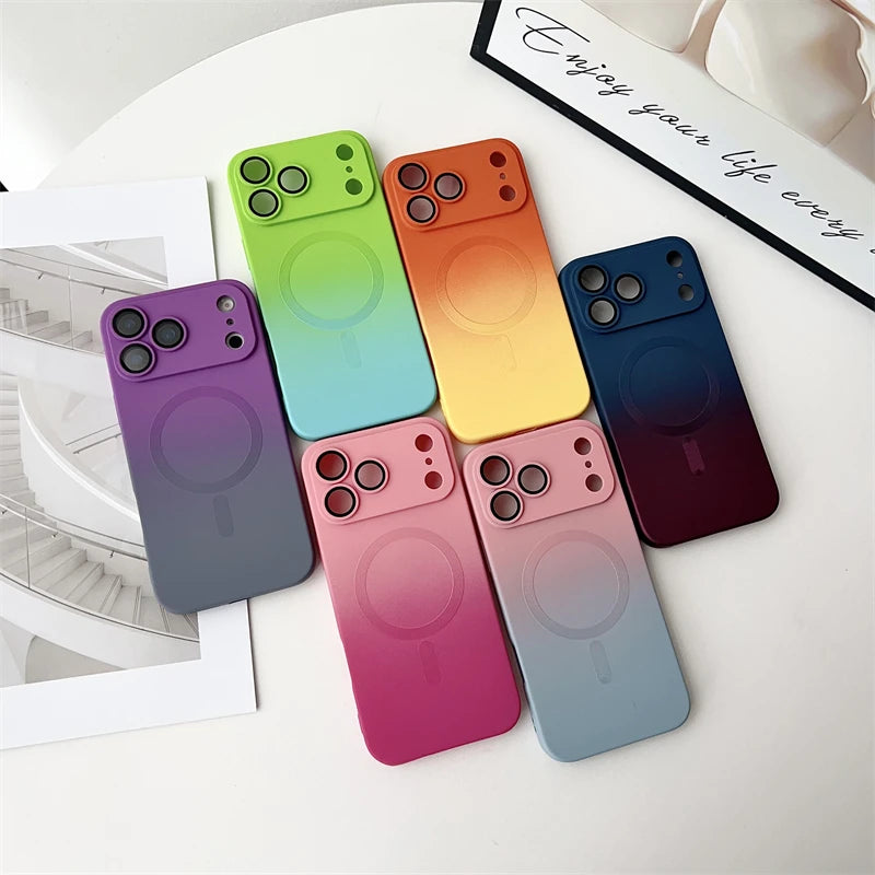 Gradient Matte TPU Magnetic For Magsafe Case For iPhone 17 Air 17 Pro Max 17 Pro 17 Shockproof Glass Lens Cover