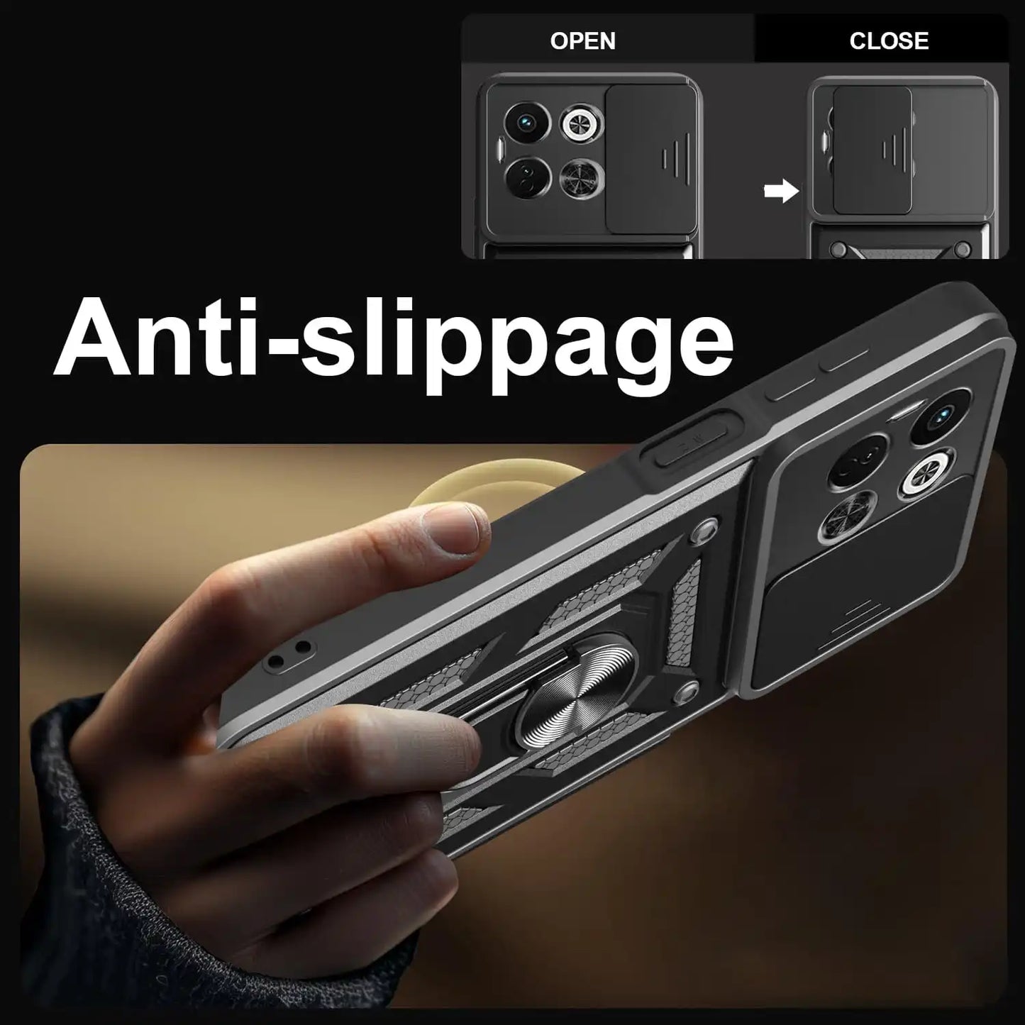 Case for Tecno Spark 30 5G Slide Camera Protect Stand Phone Shell Funda for Spark 30 Pro 30C 4G 20C Cover