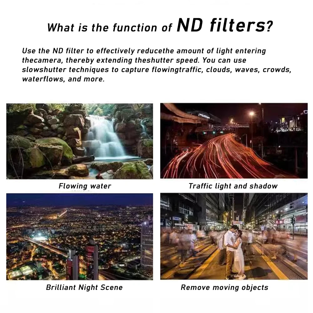 67mm Clip-on ND2-400 Phone Camera Lens Filter Kit Adjustable Neutral Density Filter for iPhone 16 15 14 13 12 11 Android Phone