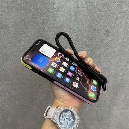 Luxury With Lanyard For Magsafe Matte Silicone Phone Case For IPhone 14 15 16 Pro Max Magnetic Wireless Charge Bumper Back Cover