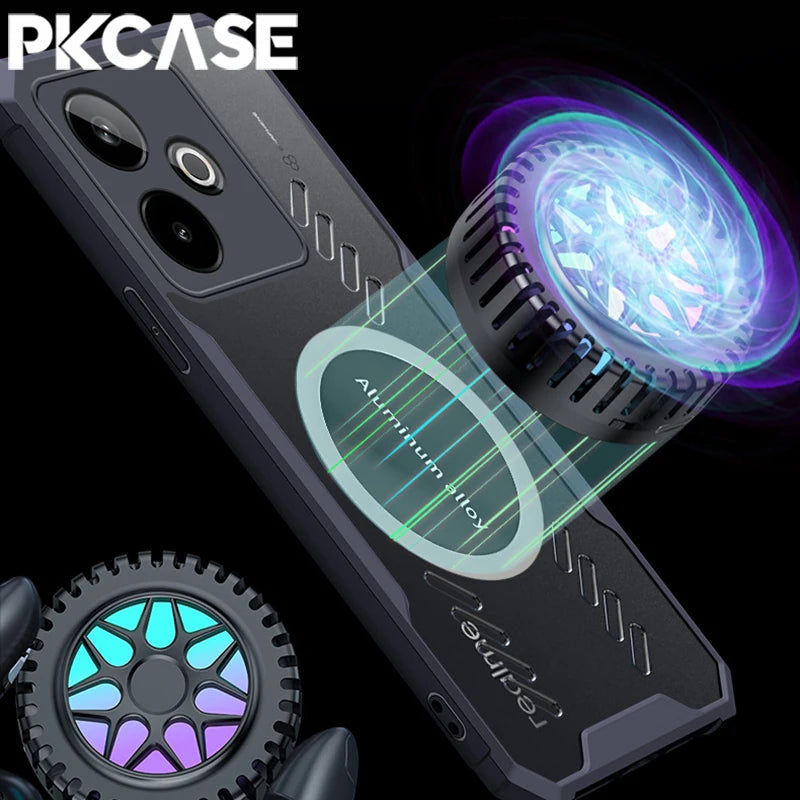 PKCASE Heat Dissipation Phone Case For OPPO Realme 12 11 Pro Plus GT 7 6 6T 5 Pro Neo 7 Turbo 6 SE 5 Magnetic Transparent Cover