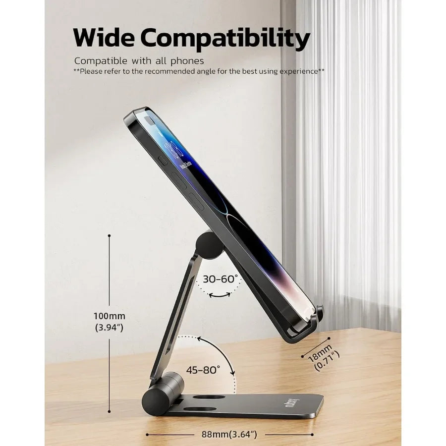 Multi-Angle Foldable Cell Phone Stand Compatible with iPhone 16/15/14 Pro Samsung iPad Switch Gaming Watching