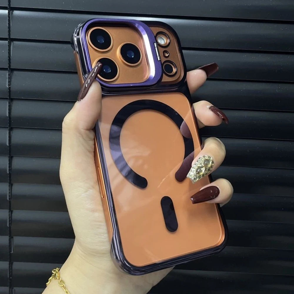 Ultra Thin Frameless Cooling Magnetic Plating Case For iPhone 17 Air 16 15 14 Pro Max 13 For Magsafe Metal Camera Holder Cover