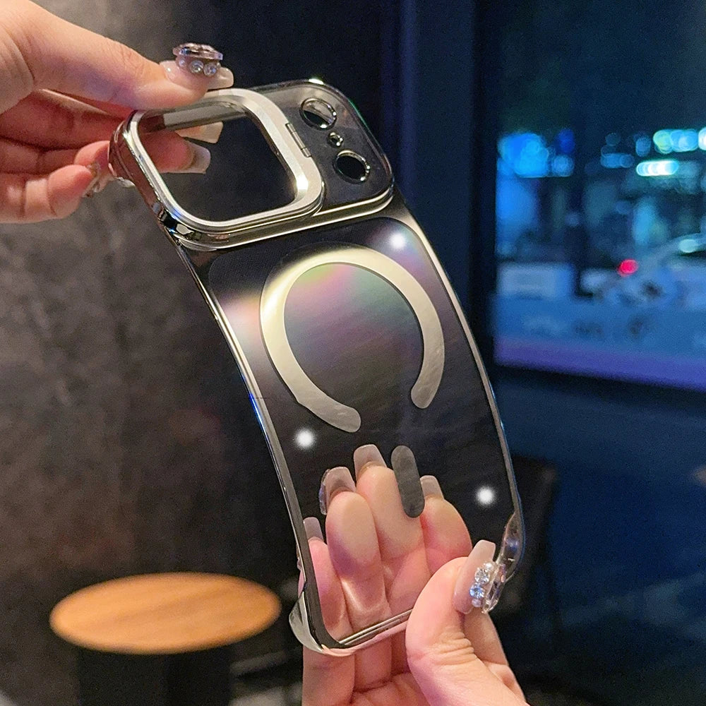 Ultra Thin Frameless Cooling Magnetic Plating Case For iPhone 17 Air 16 15 14 Pro Max 13 For Magsafe Metal Camera Holder Cover