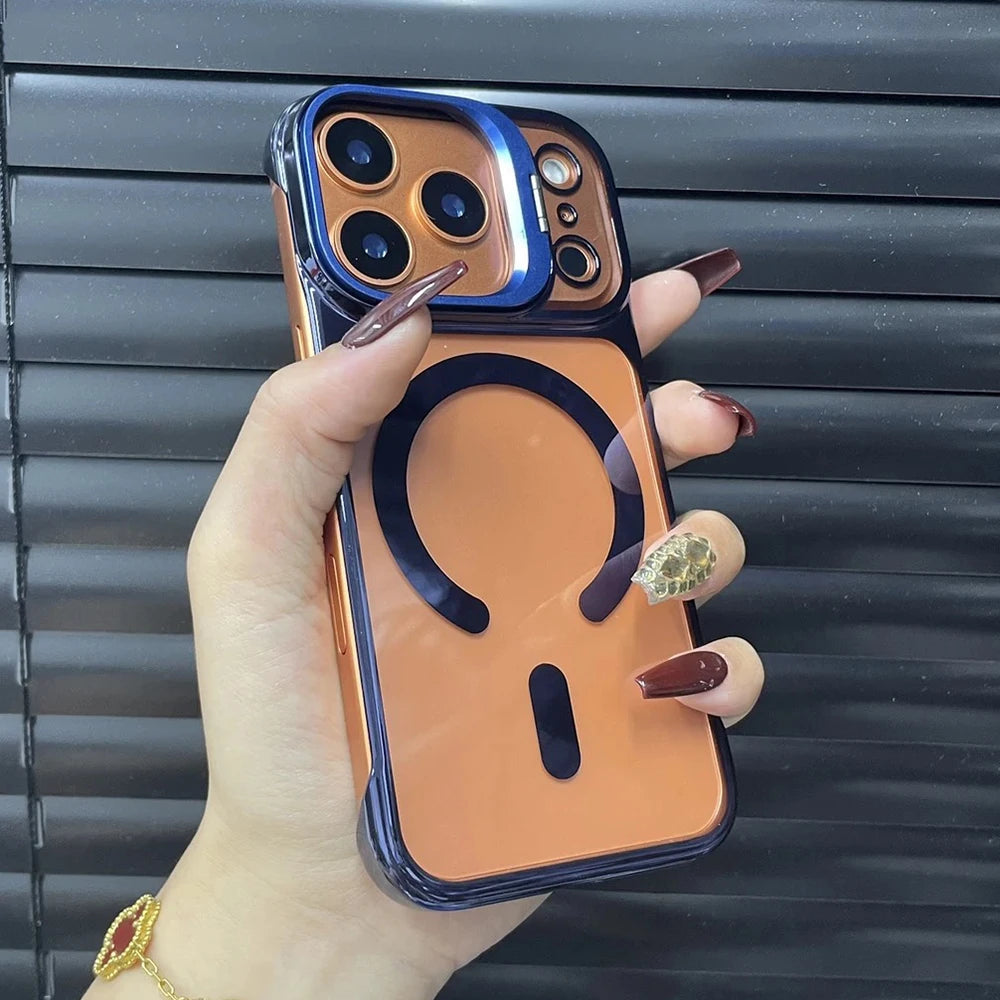 Ultra Thin Frameless Cooling Magnetic Plating Case For iPhone 17 Air 16 15 14 Pro Max 13 For Magsafe Metal Camera Holder Cover