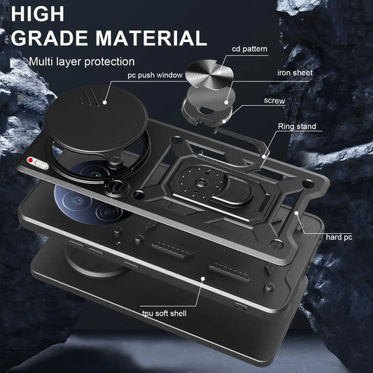 Case for Tecno Camon 40 Premier Slide Camera Protect Stand Phone Shell Funda for Camon 40 Pro 4G 30S Pro Cover