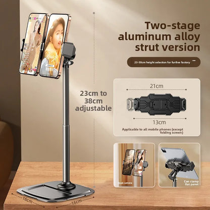 Phone Desktop Stand Live Broadcast Overhead Adjustable Lifting Telescopic Selfie Rotating Aluminum Alloy Support Frame