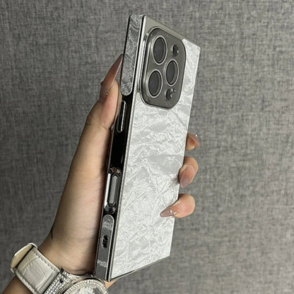 Aurora Snow Mountain Pattern Case for iPhone 16 15 14 13 Pro Max 16Pro Luxury Shiny Plating Camera Lens Glass Shockproof Cover