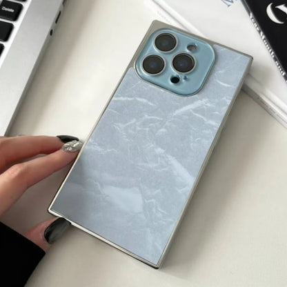 Aurora Snow Mountain Pattern Case for iPhone 16 15 14 13 Pro Max 16Pro Luxury Shiny Plating Camera Lens Glass Shockproof Cover