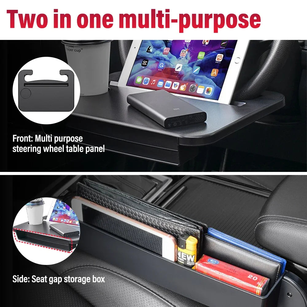 Multi-used Car Laptop Computer Desk Mount Stand Drink Food Coffee Steering Wheel Dining Table Bracket Seat Gap Filler Organizer
