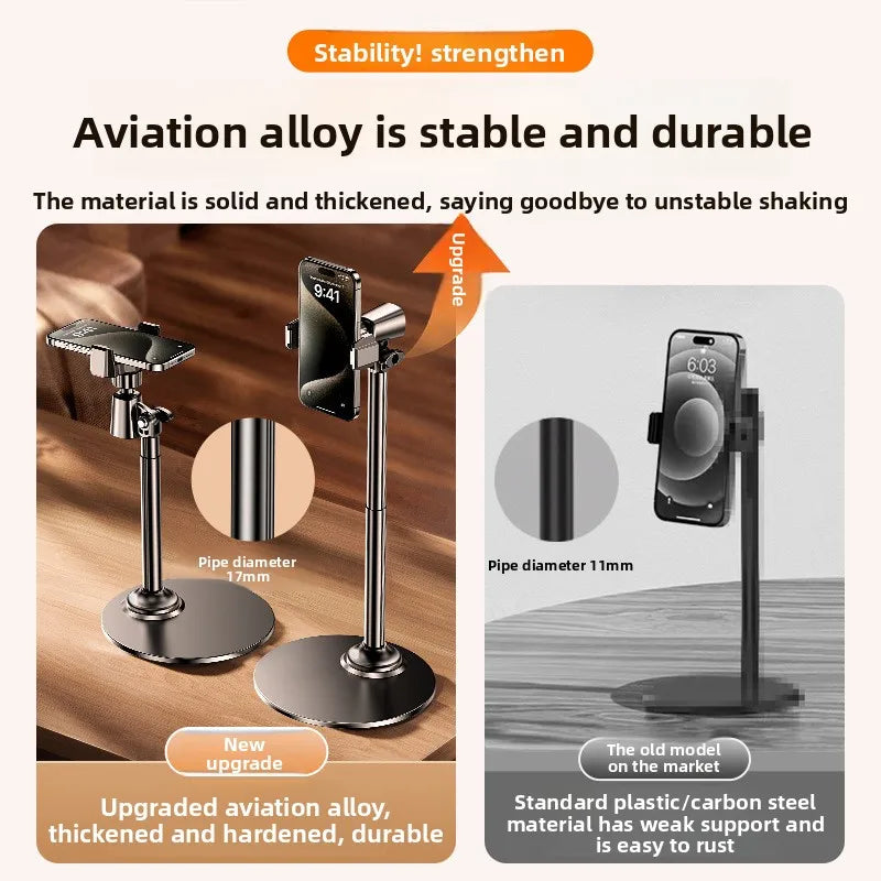 Phone Desktop Stand Live Broadcast Overhead Adjustable Lifting Telescopic Selfie Rotating Aluminum Alloy Support Frame