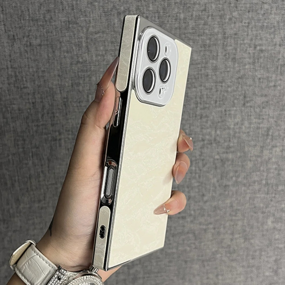 Aurora Snow Mountain Pattern Case for iPhone 16 15 14 13 Pro Max 16Pro Luxury Shiny Plating Camera Lens Glass Shockproof Cover