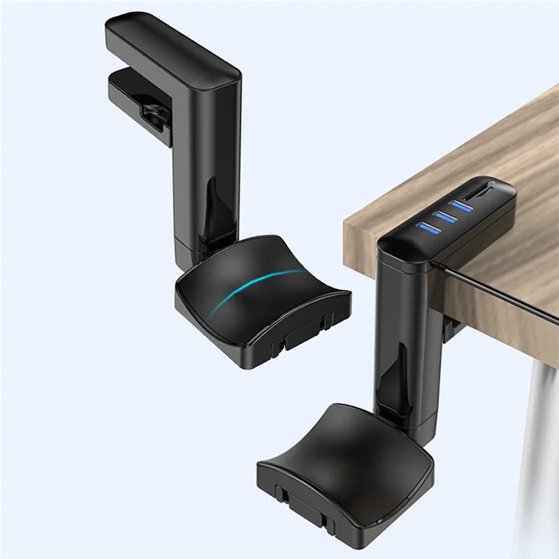 Headphone Bracket Swivel Mounted Pcheadset Display Stand Holder With USB Ports Hub Under Desk Earphones Hanger Hook