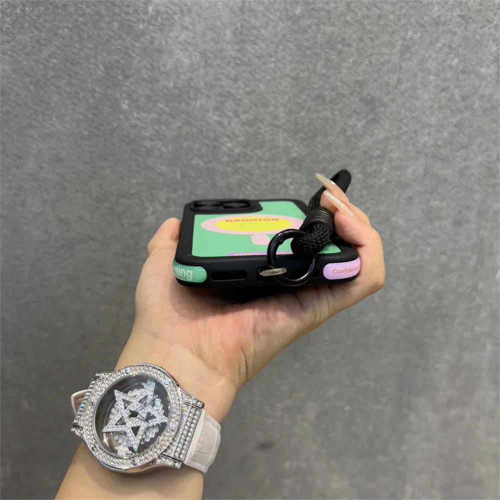 Luxury With Lanyard For Magsafe Matte Silicone Phone Case For IPhone 14 15 16 Pro Max Magnetic Wireless Charge Bumper Back Cover