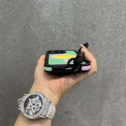Luxury With Lanyard For Magsafe Matte Silicone Phone Case For IPhone 14 15 16 Pro Max Magnetic Wireless Charge Bumper Back Cover