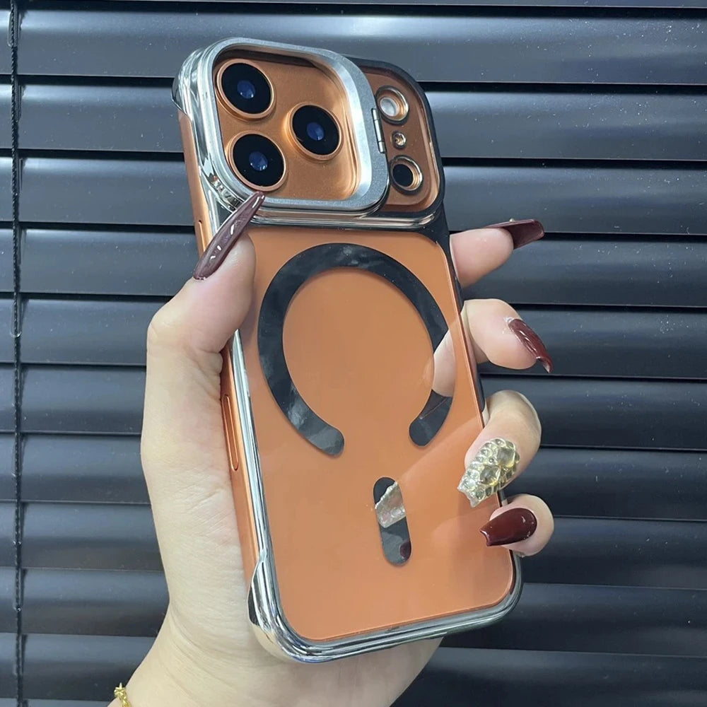 Ultra Thin Frameless Cooling Magnetic Plating Case For iPhone 17 Air 16 15 14 Pro Max 13 For Magsafe Metal Camera Holder Cover